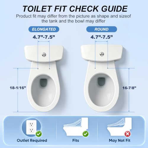 Bidet Toilet Seat 102DS-W, Round, Electronic Heated Seat with Unlimited Warm Water for Home Bathroom, Remote Control, Turbo Wash & Dryer, Night Light, Easy Install - Perfect for Family Use