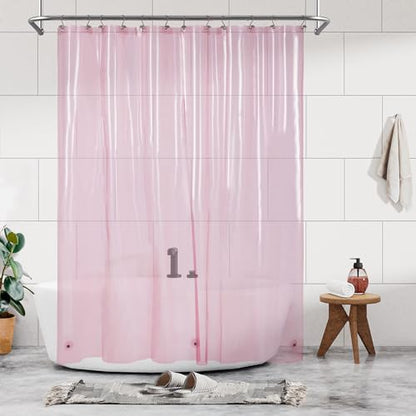 Barossa Design Clear Pink Shower Curtain Liner Standard Size | Premium PEVA, PVC Free, Metal Grommets, Waterproof Lightweight Translucent Pink Shower Curtain with 3 Magnets for Bathroom - color: Clear Pink, size: 72"W x 72"L (Pack of 1)