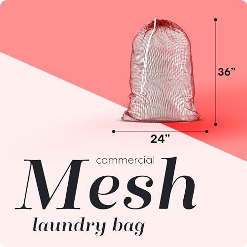 Handy Laundry Mesh XL Laundry Bag, 24" x 36" Heavy Duty, Durable Drawstring Closure, Machine Washable, Large Capacity for Delicates, Travel, College Dorm, Apartment, Red | XL 24x36 Mesh Laundry Bag, Secure Drawstring, Heavy Duty, Machine Washable, for Del