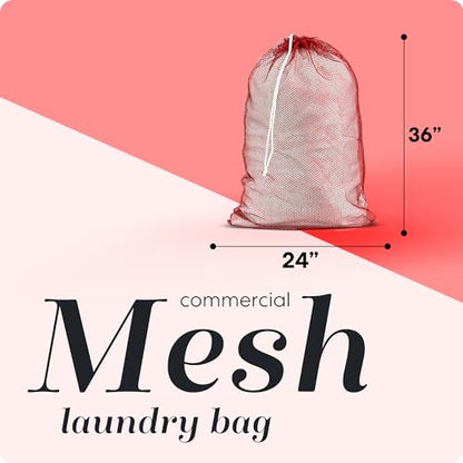 Handy Laundry Mesh XL Laundry Bag, 24" x 36" Heavy Duty, Durable Drawstring Closure, Machine Washable, Large Capacity for Delicates, Travel, College Dorm, Apartment, Red | XL 24x36 Mesh Laundry Bag, Secure Drawstring, Heavy Duty, Machine Washable, for Del