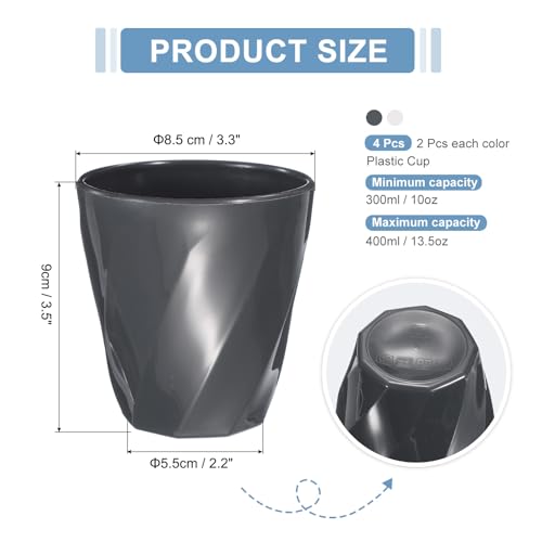 uxcell 4 Pcs Simple Toothbrush Cup, 13.5 OZ Reusable Bathroom Tumbler, 2.2 x 3.5 Unbreakable Plastic Cups for Storing Toothpaste Makeup Brush Holder Water Beverages Combs, Gray/White - color: Gray/White