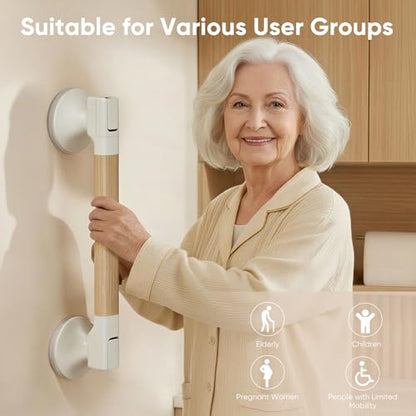 Suction Grab Bars for Bathtubs & Showers, 40cm | Suction Cup Removable Handrails, Weight Capacity: 265 lb, Bathroom Safety Grip, No Drilling Waterproof