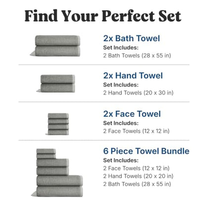 ONSEN Sculpted Terry Face Towels, 100% American Cotton, Quick Dry Lint Free, Lightweight Absorbent Face Towel Set, 12x12 in (Spruce, 4X Face Towel) - color: Spruce, size: 4X Face Towel