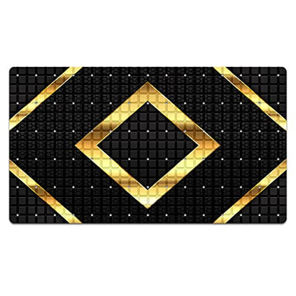 Bath Tub Mat Non Slip Shower Mat Black Gold Geometry Honeycomb Extra Long Bathtub Mat 26.8x15 inches Bathroom Bath Mat with Suction Cups Drain Holes Machine Washable - color: Black Gold Geometry Honeycomb