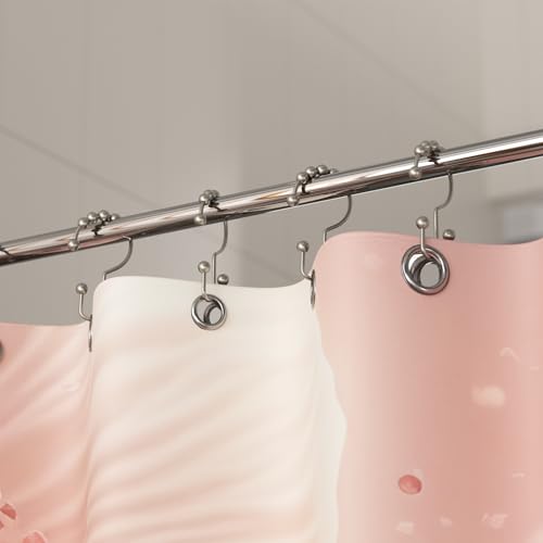 Titanker Shower Curtain Hooks Rings, Rust Resistant Metal Double Glide Shower Hooks Rings for Bathroom Shower Rods Curtains, Set of 24 Hooks - Matte Nickel - color: Matte Nickel--24pack, style: Modern