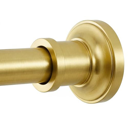 Gold Tension Curtain Rod 24 to 64 Inch(2-5.3ft) - Spring Tension Shower Curtain Rod, No Drilling Brass Gold Tension Rod for Curtains Windows Closet Kitchen - color: Gold, size: 24-64 Inches