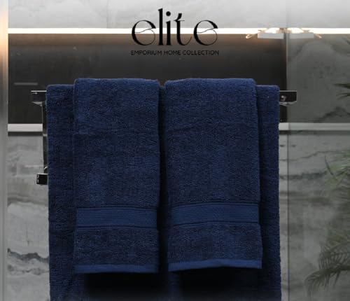 ELITE Emporium Home Collection 8-Piece Cotton Bath Towel Set - Ultra Soft, 550 GSM, Quick-Dry - Bath Sheet, Bath Towels, Hand Towels, Washcloths, Bath Mat - Luxury Bathroom Towel Set (Navy Blue) - color: Navy Blue