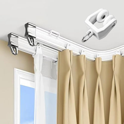 50PCS White Curtain Track Rollers, Plastic Ceiling Rail Gliders for Window Shower Bendable Flexible Track System - color: White