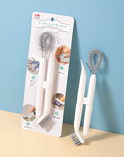 Crevice Cleaning Brushes (White) Deep Clean Set for Kitchen, Appliances, Grout, and Narrow Spaces - Small Detail Scrub Brush for Tile - color: White