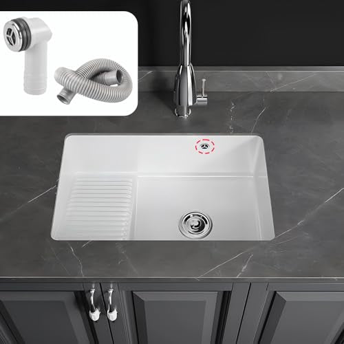 QRITY 1 PCS Overflow Pipe, 29x29mm Round Interface, Kitchen Sink Drain Pipe Kit, Silver, ABS Plastic, Bathroom Sink Overflow Head, 450mm Length - style: Style-B