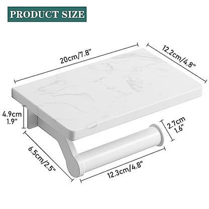 Hoimpro Toilet Paper Holder Wall Mounted, Marble Tissue Roll Rack | White | Natural Marble Shelf Hand Paper Roll Holder, for Bathroom Kitchen Washroom Bedroom Aluminum - color: White