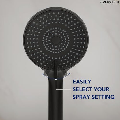 EVESTEIN Adjustable Hand Held Shower with Slide Bar, 3-Function Round Handshower Head with Hose, Matte Black - color: Matte Black