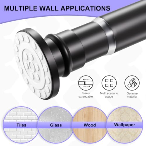 Small Shower Rod 18-32 Inch, Black Adjustable Tension Rod | Heavy Duty No Drilling Design, Suitable for Closet and Curtain Use with Secure Spring Fit - color: Black, size: Y2(18-32in)
