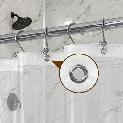 Plastic Shower Liner Clear - Premium PEVA Shower Curtain Liner with Rustproof, Waterproof Cute Lightweight Standard Size Bathroom Curtains - Clear
