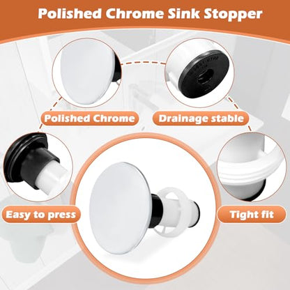 972098A Drain Stopper Polished Chrome Sink Stopper | 972-098A Drain Sink Plug Part Push & Seal Drain Stopper Assembly 35338-06XX