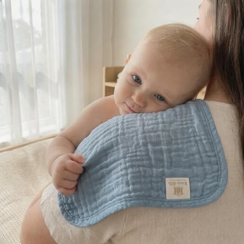 Muslin Burp Cloths 100% Baby Washcloths Cotton Soft and Absorbent Baby Wash Cloths Spit Up Burp Rags - Baby Burping Cloth for Boy Girl Registry Search - color: Blue-10pack-binding