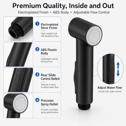 Handheld Bidet Sprayer for Toilet with Magnetic Wall Holder (Matte Black) - color: Matte Black