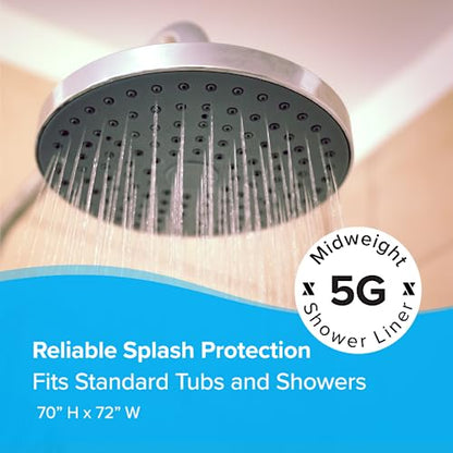 SlipX Solutions Protected Shower Curtain Liner, 5G Thicker Liner, 70"x72", White - color: White 5g