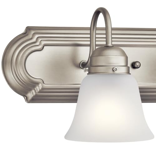Kichler 36" 5-Light Vanity Bath Light in Brushed Nickel, Modern Bathroom Light with Clear Satin Etched Glass, (36" W x 8" H), 5339NIS - color: Brushed Nickel, size: 36"