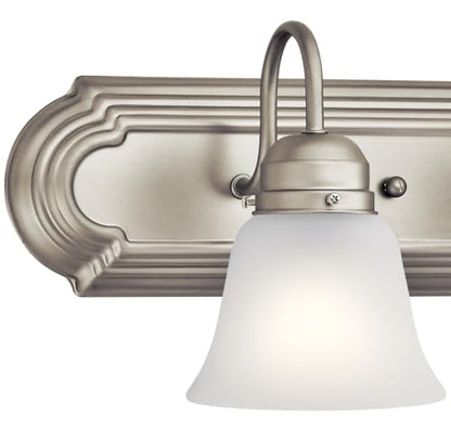 Kichler 36" 5-Light Vanity Bath Light in Brushed Nickel, Modern Bathroom Light with Clear Satin Etched Glass, (36" W x 8" H), 5339NIS - color: Brushed Nickel, size: 36"