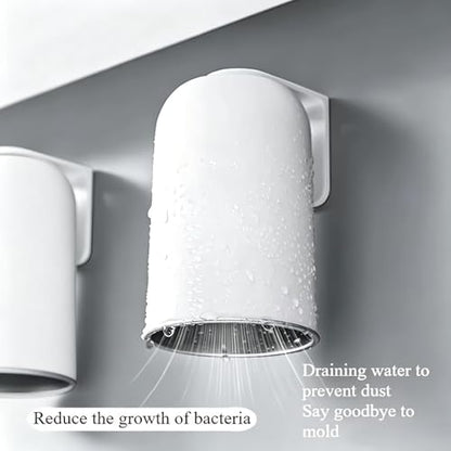 Magnetic Toothbrush Cup 350ml Wall Mounted No Drilling Stainless Steel | Mouthwash Cup for Home Brushing Rinsing Family Kids Adults
