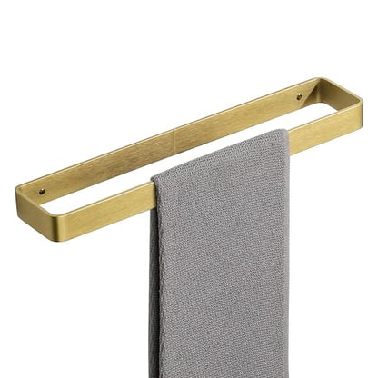 SAYAYO Brushed Gold Hand Towel Holder for Bathroom Wall, 16 Inch Self Adhesive Towel Bar Hand Towel Rack Square Heavy Duty - color: Gold, size: 16 Inch