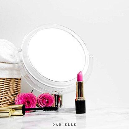 Danielle Creations 6.75-Inch Double Sided Vanity Makeup Mirror with Ultra Vue Glass, 12x Magnfication, Clear Acrylic - color: Clear, size: 4.3"L x 7.5"W, style: 12X
