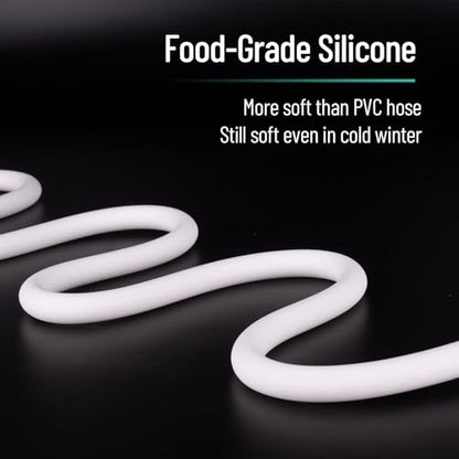 79 Inches Silicone Shower Hoses Replacement, Anti-Kink Designed Handheld Shower Head Hose Ultra-Soft Hoses Extension with Brass Insert & Nut, White - color: White, size: 79 inches