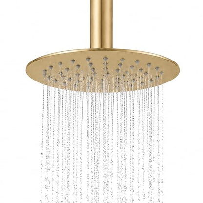 8 Inch Rain Shower Head, BSTIIU High Flow Stainless Steel Round Rainfall ShowerHead, High Pressure Overhead Shower Heads, Wall & Ceiling Mount Ultra Thin Stainless Steel Shower Head, Brushed Gold - color: Brushed Gold, size: 8-Inches, style: Round