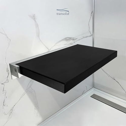Transolid Preston Flip-Up Fold-Down Wall-Mount Padded Shower Seat, 20 in. W x 15.75 in. D, Black and Polished Chrome, PPS1420UP-09PC - color: Black/Polished Chrome, size: 14"x20"
