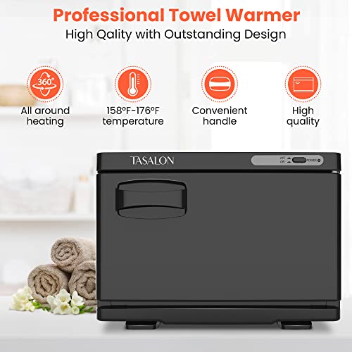 TASALON Professional Hot Towel Warmer Cabinet, 8L Middle Capacity, Use for Facial Spa, Hair Beauty, Salon Equipment and Home, Perfect Temperature for Towel Warmer, Fits up to 24 Small Towels - Black - color: Black