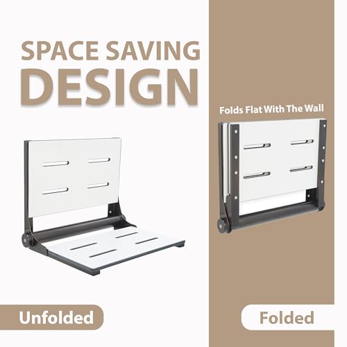 Folding Shower Seat - Wall Mount Bench for Inside Shower / ADA Bathroom Assist / 304 Stainless Steel / Phenolic Resin / Oil Rubbed Bronze / 18" x 16" - color: Oil Rubbed Bronze, size: 18 x 16
