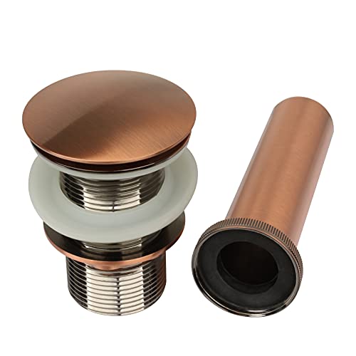 Copper Push Button Bathroom Sink Drain Stop & Pop Lavatory Stopper Without Overflow Bathroom Basin - color: Copper, style: Without Overflow