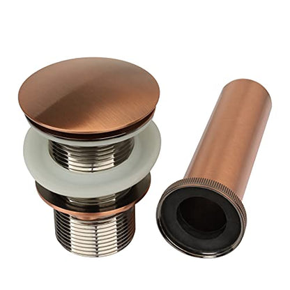 Copper Push Button Bathroom Sink Drain Stop & Pop Lavatory Stopper Without Overflow Bathroom Basin - color: Copper, style: Without Overflow