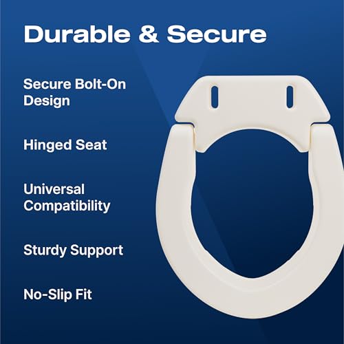 VMS Deluxe Bolt-On Hinged Raised Toilet Seat - Available in Elongated & Standard Styles, 300 lbs Weight Capacity (Standard) - size: Standard