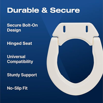 VMS Deluxe Bolt-On Hinged Raised Toilet Seat - Available in Elongated & Standard Styles, 300 lbs Weight Capacity (Standard) - size: Standard