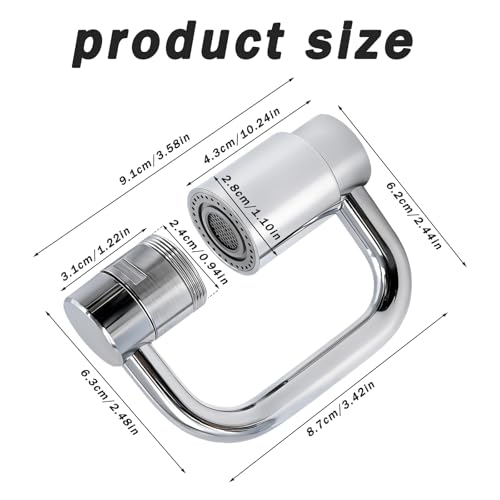 Universal Faucets, 360 Rotatable U Shaped Faucet Extender 2 Modes Adjustable Faucet Aerator Head Replacement for Bathroom Kitchen