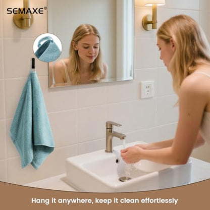 4-Pack Blue Cotton Hand Towels for Bathroom with Hanging Loops | Sink-side towels for drying hands and face, ideal for bathrooms, guest baths, powder rooms, OEKO-TEX certified, easy care - color: A04: Blue