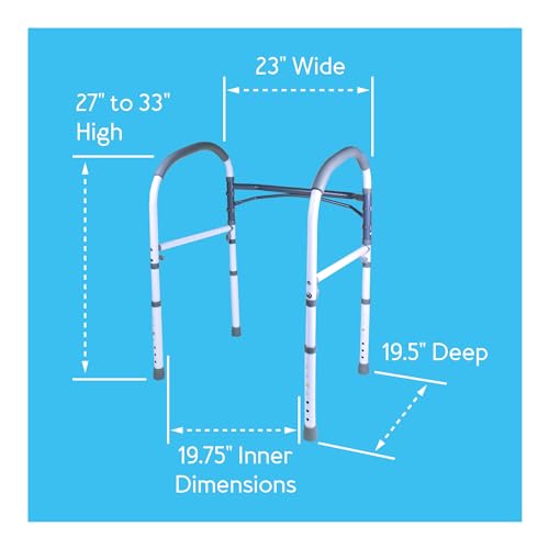 Carex Toilet Safety Rails, Adjustable and Detachable Toilet Safety Frame with Handles for Elderly, Handicap, or Disabled, Heavy-Duty Non-Slip Bathroom Grab Bar, with Padded Handles and Aluminum Frame