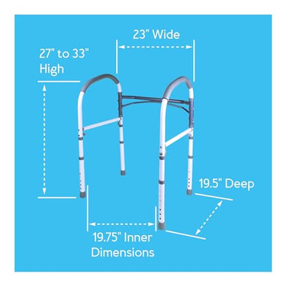 Carex Toilet Safety Rails, Adjustable and Detachable Toilet Safety Frame with Handles for Elderly, Handicap, or Disabled, Heavy-Duty Non-Slip Bathroom Grab Bar, with Padded Handles and Aluminum Frame