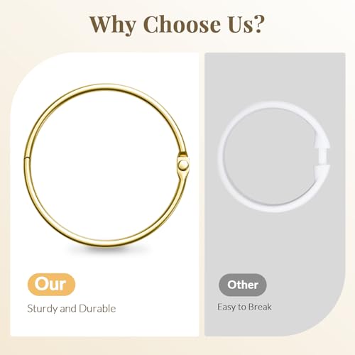 Bathway Shower Curtain Rings, Shower Curtain Hooks Rust Proof Shower Rings for Curtain, Glide Smoothly Metal Gold Shower Hooks for Shower Curtain and Rod, 12 Pcs Snap Joint Shower Curtain Clips - color: Gold, style: Classic Round