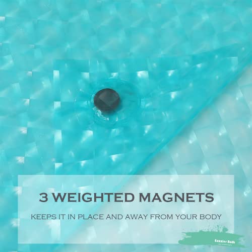 Teal 3D Crystal Plastic Shower Curtain Liner, 72x72 Inch Thin Lightweight Ice Cube Plastic Bathroom Shower Showroom Inner Curtain with Rustproof Metal Grommet Holes and Weighted Magnets - color: B-teal, size: 72"W x 72"L (Pack of 1)