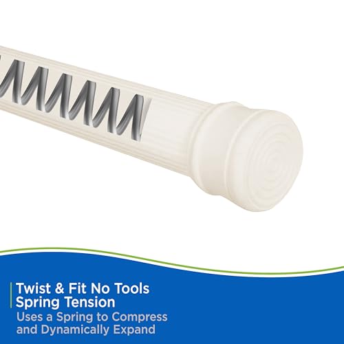 Kenney KN609L/87 Twist & Fit No Tools Spring Tension Standard Shower Curtain Rod with Non-Slip, Non-Scratch Ends, 42-72" Adjustable Length, Easy Install, Cream, 1" Diameter Rust Resistant Steel Tube - color: Alabaster