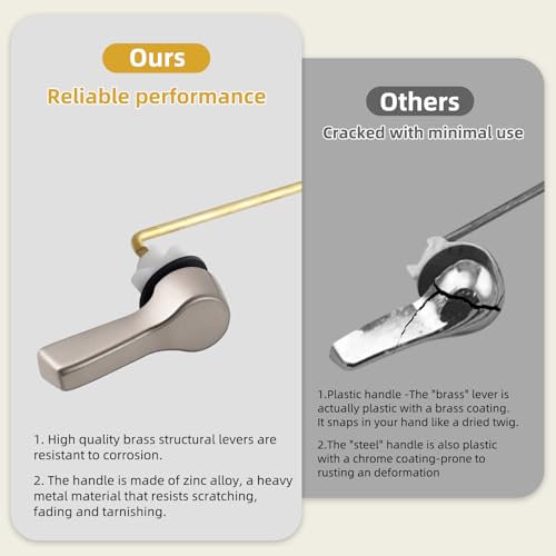 Universal Front Mount Metal Toilet Handle Replacement, Brass/Brushed Nickel | Toilet Flush Handle Lever with Adjustable Stainless Steel Chain, Compatible with Kohler, American Standard, TOTO, Mansfield - color: Brushed Nickel, style: Front Mount Design