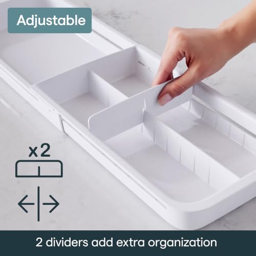 YouCopia DrawerFit Sliding Drawer Tray with Adjustable Dividers, Expandable Kitchen Storage Organizer, Speckled White - style: Tray