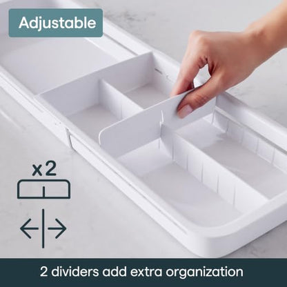 YouCopia DrawerFit Sliding Drawer Tray with Adjustable Dividers, Expandable Kitchen Storage Organizer, Speckled White - style: Tray