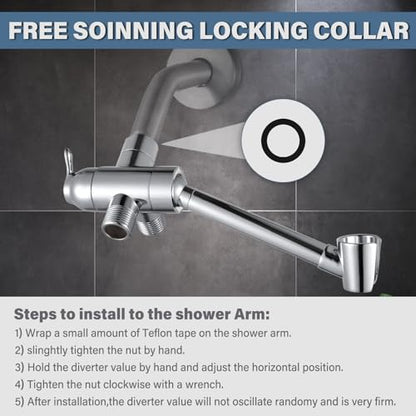 All Metal Shower Diverter Valve with HandShower Holder - Upgraded 3 Way Shower Head for Handheld and Fixed Rain Showerhead - Universal G1/2 Bathroom Part, Polished Chrome - color: Chrome Polished