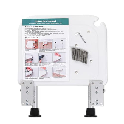 TYYIHUA Folding Shower Seat Wall Mounted, Shower Chair for Inside Shower | Adjustable Height from 16.9" to 20.9", Foldable Shower Bench Stool for Adults, Pregnant Women, Elderly and Disabled