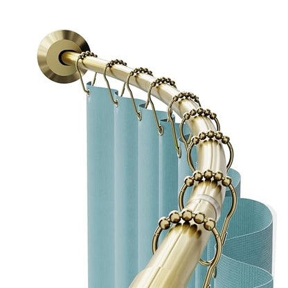 Zenna Home Rustproof Curved Shower Curtain Rod, No Drill Tension or Permanent Mount Adjustable Curved Shower Rod for Bathroom, Easy Install, Rounded for Extra Room, 50 to 72 Inches, Gold - color: Gold