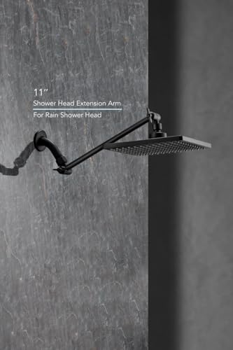 11 Inch Adjustable Shower Head Extension Arm With Locking Set Screw, Singing Rain 304 Stainless Steel Matt Black Angle Height Adjustable, Easy Install, G1/2 Universal Connector Compatible (Matt Black) - color: 3. Matte Black, style: 11 inch